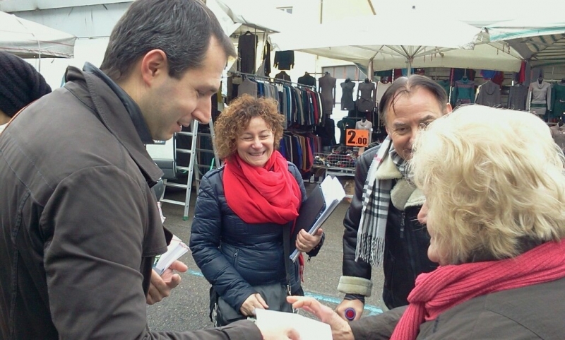 Marco Donati e Katia Faleppi al mercato di Montevarchi